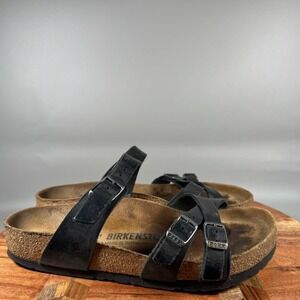 Birkenstock Franca Black Leather Strappy Sandals EU 38 US Women 7-7.5 Regular